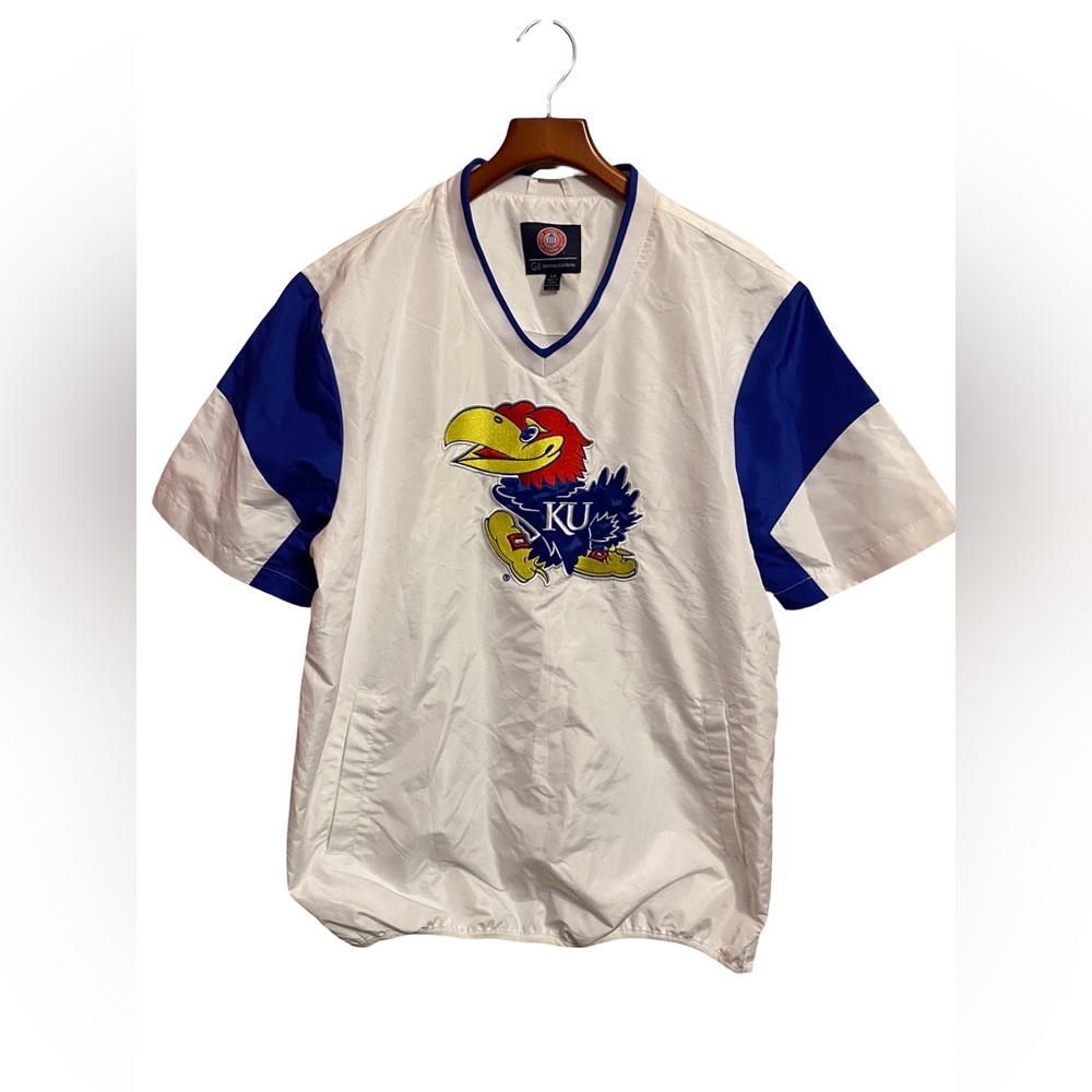 Vintage Kansas Jayhawks Short-Sleeve Pullover V-Neck Windbreaker Men’s Large
